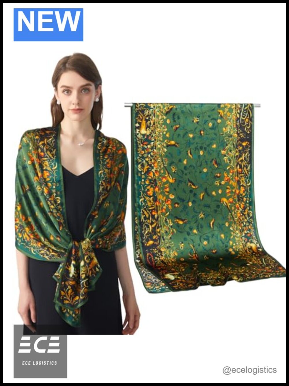 100% Mulberry Silk Scarf 68x21 Women Shawl Wrap Hair Head Neck
